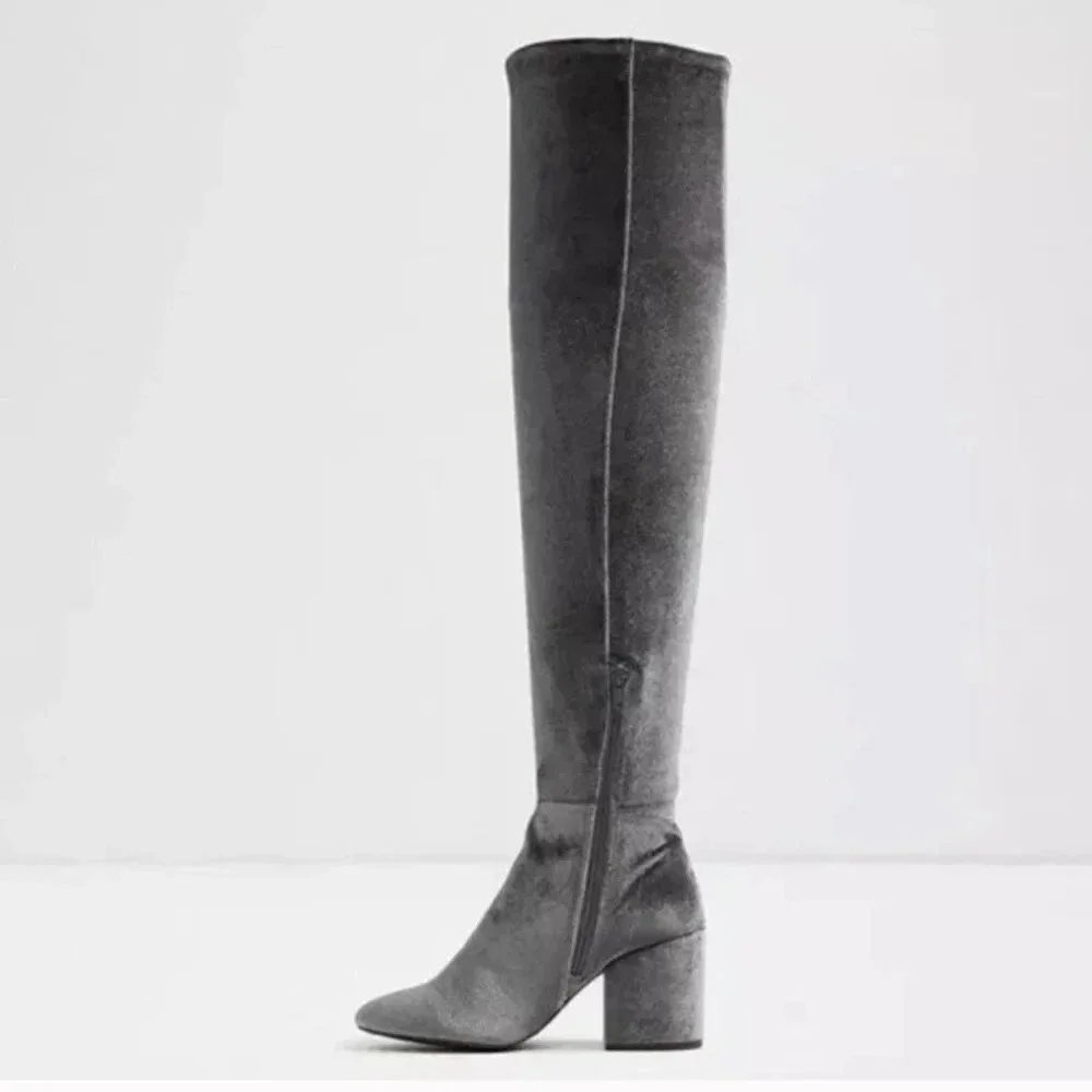Aldo velvety over the knee grey boot